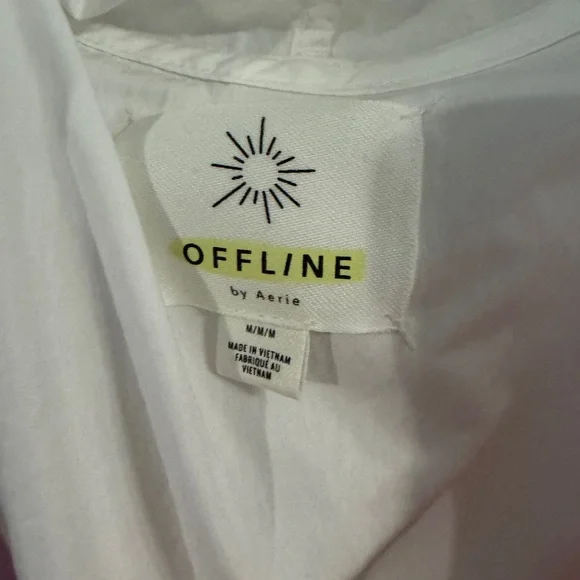 Aerie Pink and White Windbreaker Jacket with Hood - Picture 3 of 3